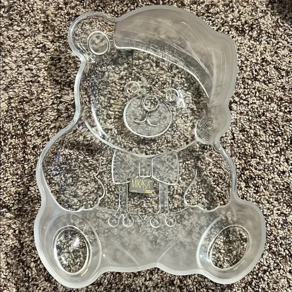 Vintage Mikasa "Holiday Bear" Crystal Serving Platter - Picture 2 of 5